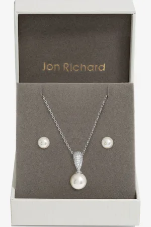 Jon Richard Silver Tone Cubic Zirconia Pearl Set One