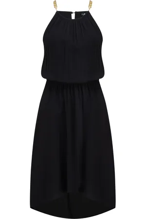 Pour Moi Gold Chain High Neck Woven Beach Dress AU 8