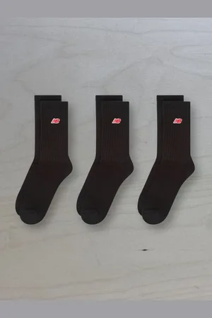 New Balance Black NB Patch Logo Crew Socks 3 Pack S
