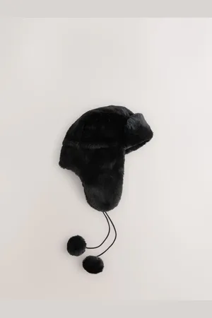 Next Black Faux Fur Trapper Hat M-L