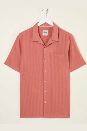 Fat Face FatFace Bugle Short Sleeve Self Stripe Linen Cotton Shirt