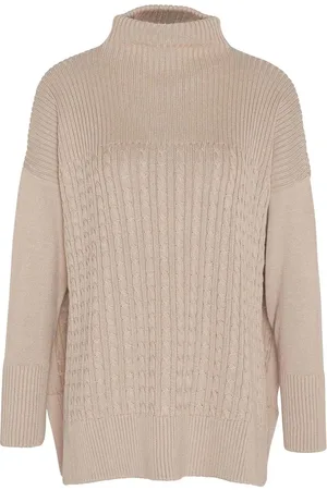 Barbour Beige 100% Cotton Stitch Guernsey Knitted Cape Jumper L