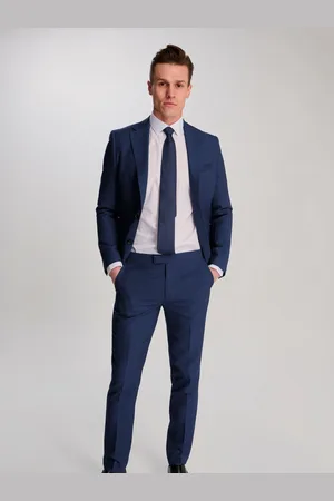 Harry Brown Blue Slim Fit Suit Archie Melange Trousers 42W x 31L (UK 42 R)
