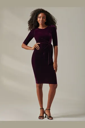 Jolie Moi Velvet Side Tie Midi Dress AU 12