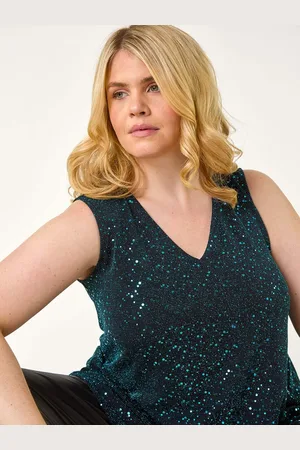 Roman Blue Curve Sparkle Stretch Tunics Top AU 22-24