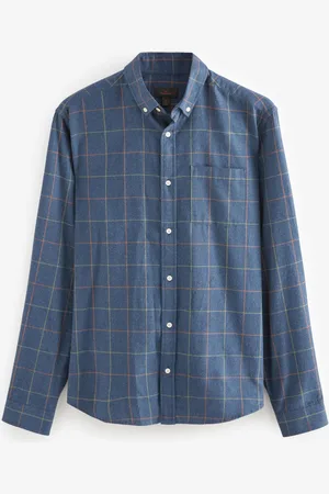 Next 100% Cotton Signature Brushed Flannel Check Long Sleeve Oxford Shirt XS