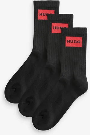 HUGO BOSS Black Ribbed Stretch Cotton Socks 3 Pack S-M