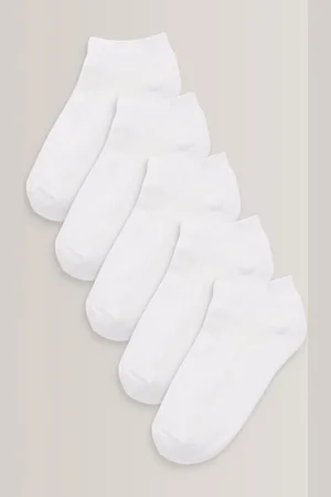 Next White Cushioned Footbed Sports Trainers Socks 5 Pack 6-8.5 Jnr