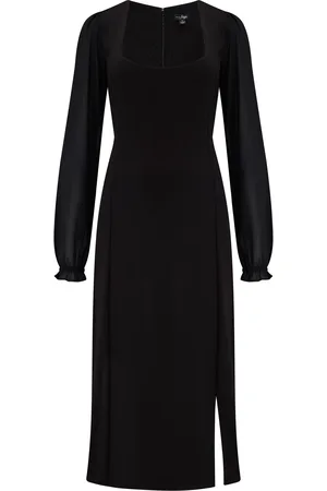 Pour Moi Jessica Chiffon Sleeve Bodycon Stretch Ponte Midi Dress AU 12
