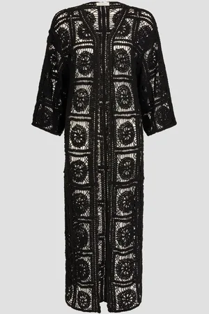 Monsoon Black Cara Crochet Beach Cover-Up One