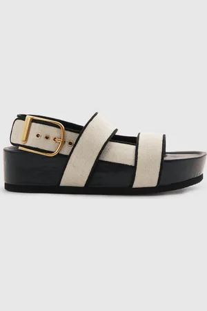 Reiss Black Samantha Strappy Chunky Canvas Sandals AU 8 (EU 39)