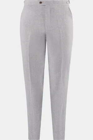Peckham Rye Grey Regular Fit Linen Blend Trousers 34