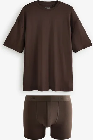 Next Chocolate Brown EDIT Layering T-Shirt and Trunks Set L