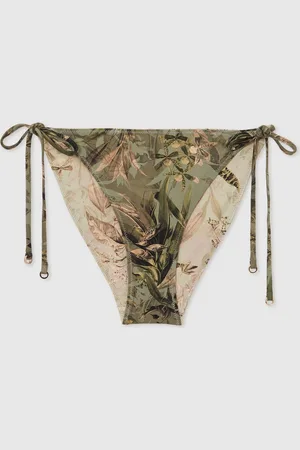 Reiss Khaki Thia NYBG Floral Tie Bikini Bottoms AU 16