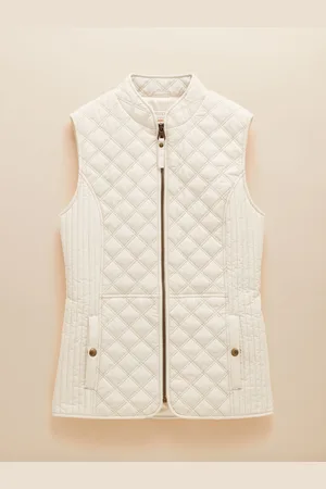 Joules Minx Cream Showerproof Diamond Quilted Gilet AU 22