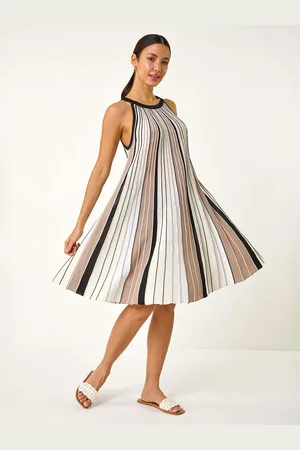Roman Halter Neck Striped Knit Dress AU 16