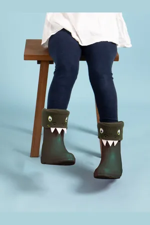 Totes Green Childrens Dinosaur Welly Liner Socks AU 7 (EU 24)