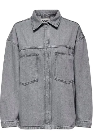 ONLY Grey Long Sleeve Loose Denim Over Shirt AU 8