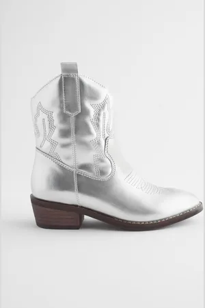 Next Silver Western Cowboy Ankle Boots AU 4 (EU 37)