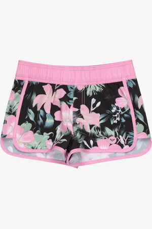Roxy Girls Tropical Print Good Waves Only Board Shorts 166168cm