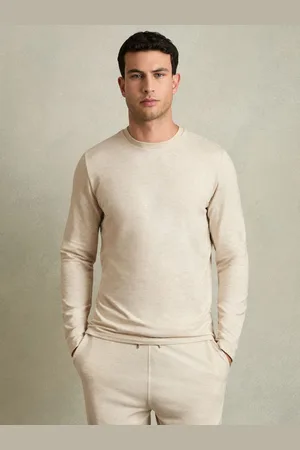 Reiss Oatmeal Melange Adam Crew Neck Fleece Lined Sweatshirt S