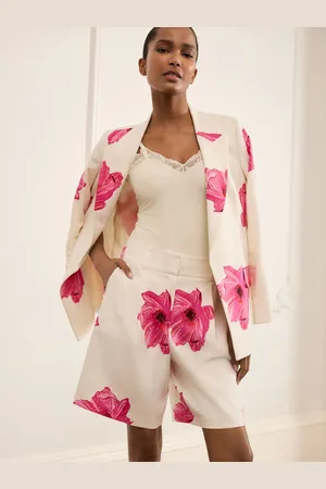 Next Floral Tailored Shorts with Linen AU 4 Petite