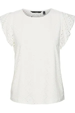 VERO MODA White Broderie Short Sleeve T-Shirt AU 8