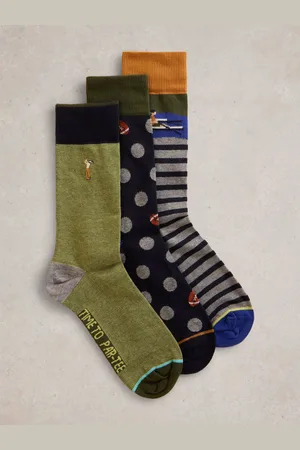 White Stuff Green Sporty Chap Ankle Socks 3 Pack M-L