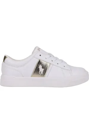 Ralph Lauren White Kids Frazier Gold Panel Trainers AU 6 (EU 39.5)