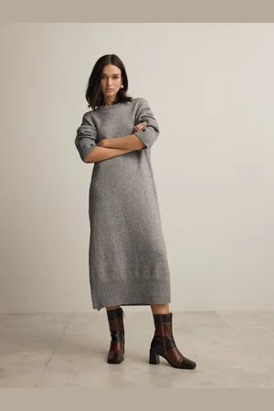 Next Relaxed Soft Touch Crew Neck Midi Knitted Jumper Dress S Reg