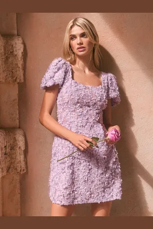 Lipsy London Textured 3D Floral Short Sleeve Skater Mini Dress AU 18