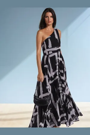 Religion Signature One Shoulder Maxi Dress With Full Multi Layered Skirt AU 10