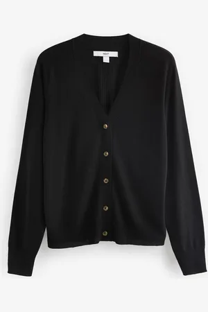 Next Black Soft Touch Button Up Knitted Cardigan S