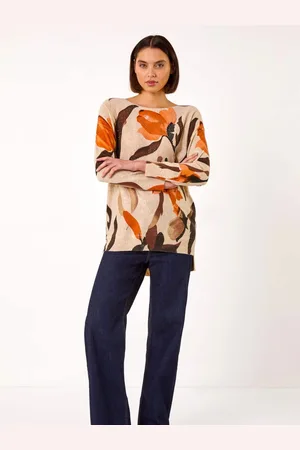 Roman Brown Floral Print Tunic Jumper AU 10