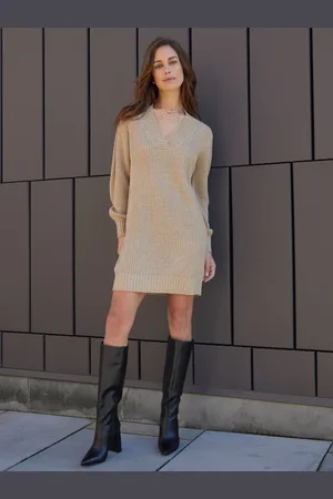 Threadbare Curve V-Neck Knitted Jumper Dress AU 10