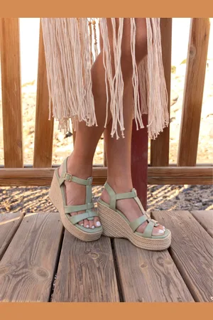 Novo Green Wide Fit BEATRIX Tbar Wedge Espadrille Sandals AU 10 (EU 41)