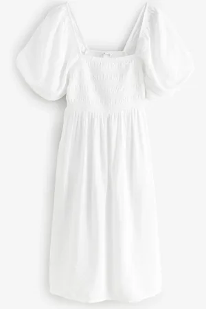 Next Puff Sleeve Off Shoulder Midi Dress AU 14 Petite