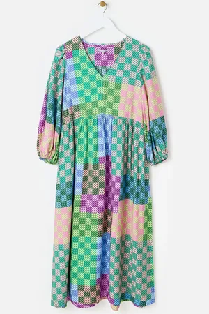 Oliver Bonas Checked V-Neck Midi Dress AU 10