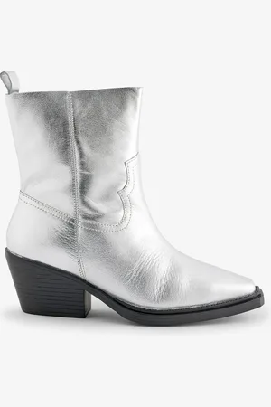 Simply Be Silver Extra Wide Fit Stretch Ankle Western Boots AU 9 (EU 41)