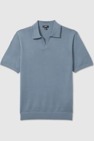 Reiss Duchie Merino Wool Open Collar Polo Shirt S