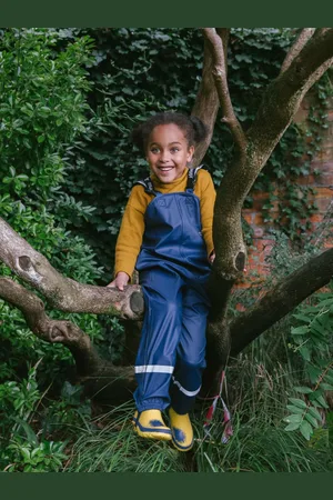 Muddy Puddles Navy Blue Rainy Day Waterproof Dungarees 3