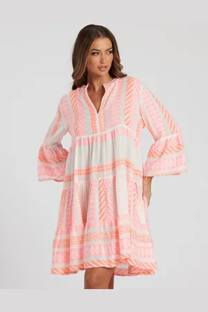South Beach Jacquard 3/4 Sleeve Tiered Mini Dress AU 14