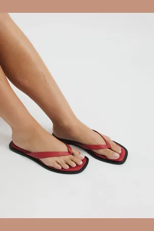 River Island Red Leather Toe Thong Flat Sandals AU 7 (EU 38)
