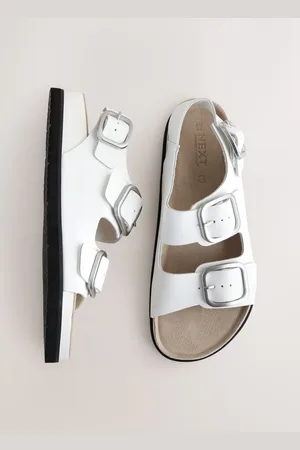 Next White Leather Forever Comfort Premium Back Strap Footbed Sandals AU 6 (EU 37)