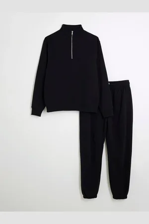 River Island Black Regular Fit Essential Funnel 100% Cotton Joggers Pack S