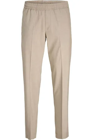 JACK & JONES Cream/Natural Drawstring Relaxed Fit Trousers M