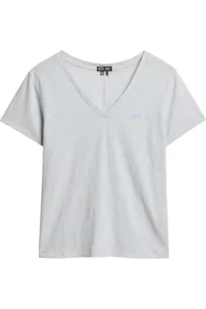 Superdry Blue Slub Embroidered Relaxed V-Neck T-Shirt AU 16