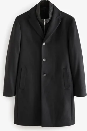 Next Black Mock Gilet Epsom Coat with Wool XL