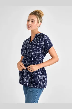 JoJo Maman Bébé Navy Printed Sleeveless Maternity Blouse M