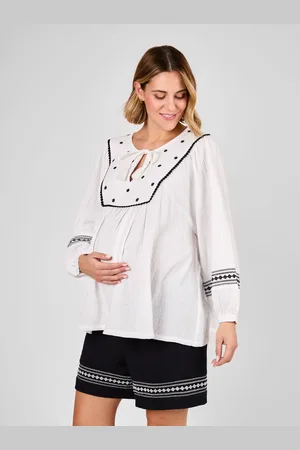 JoJo Maman Bébé White Maternity Embroidered Blouse M